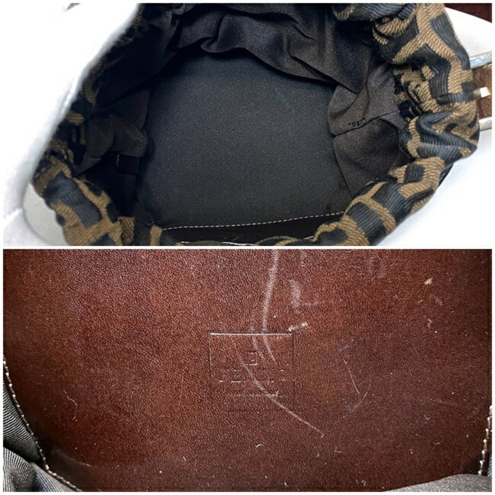 Fendi Bucket Bag Canvas Leather Drawstring Khaki Brown - Picture 10 of 10